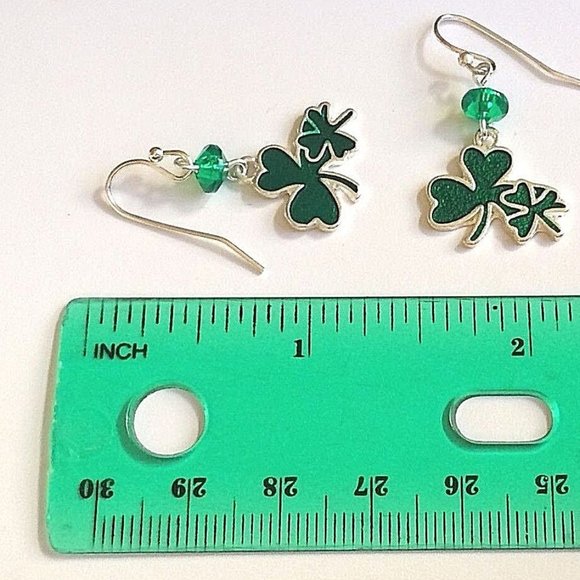 Irish Shamrock Hypoallergenic Earrings Celtic St Patricks Green Silver Plated - Picture 11 of 12